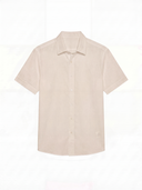 Man wearing the VAËL Valério short-sleeve linen shirt