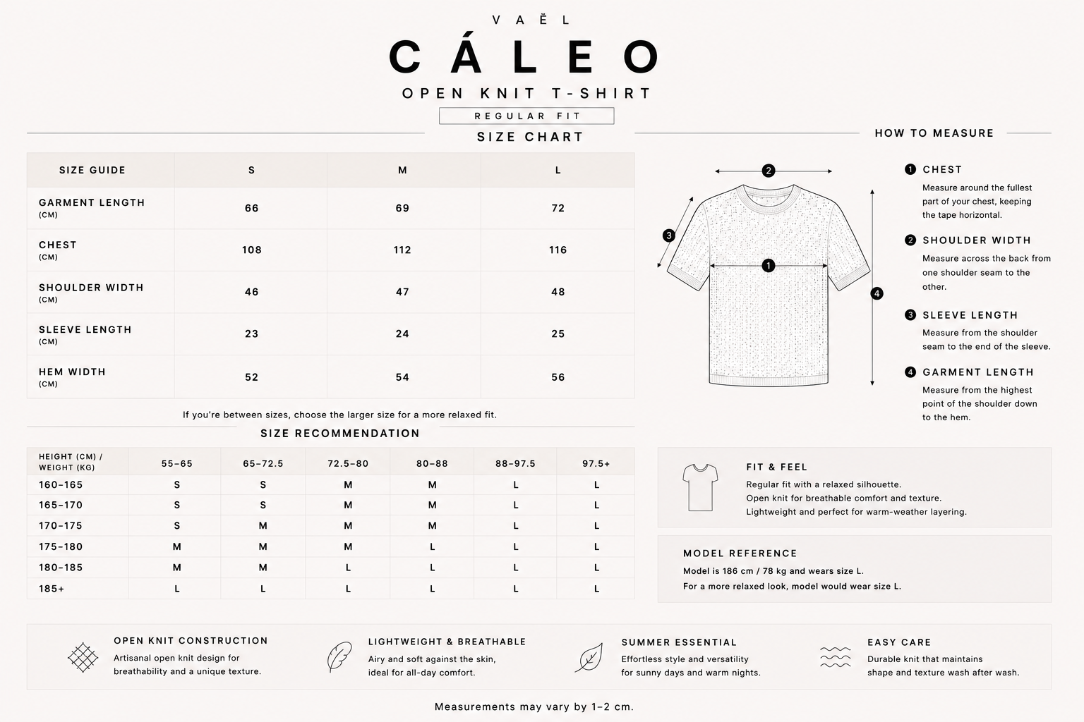 Size guide for 