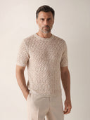 Man wearing the VAËL Cáleo open-knit boxy T-shirt