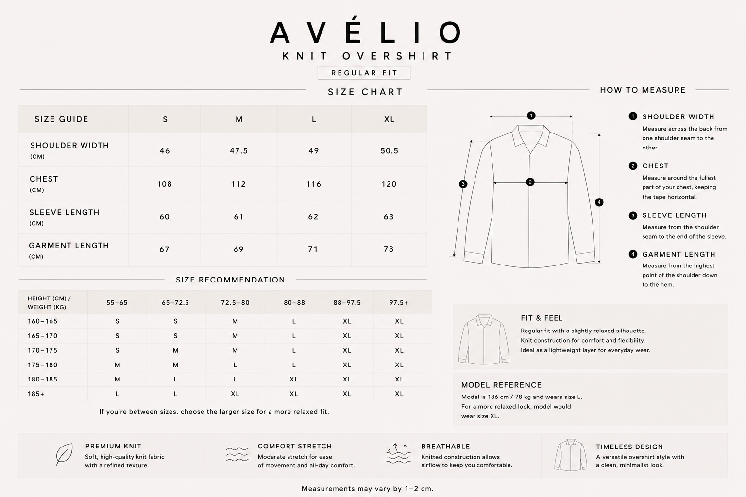 Size guide for 