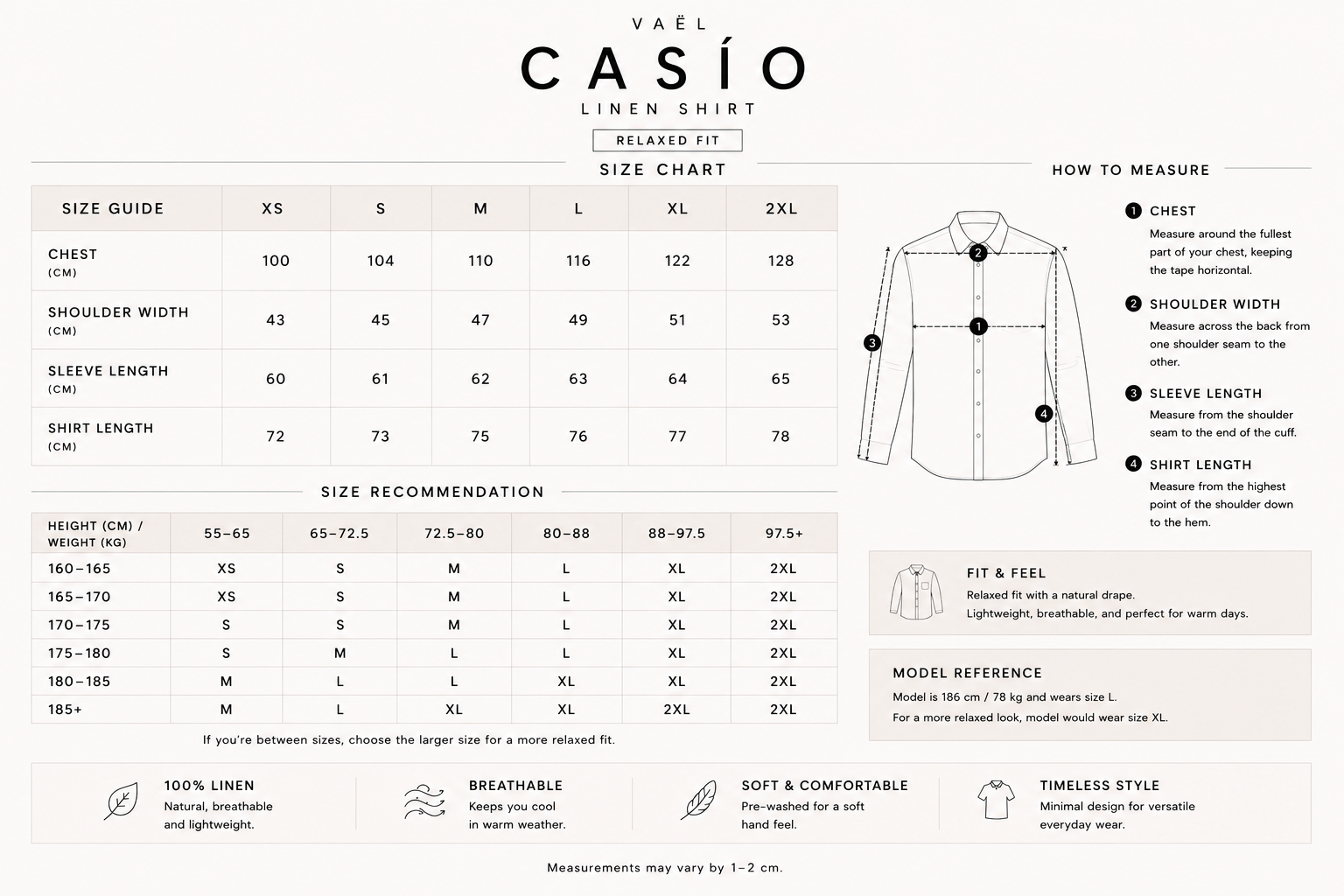 Size guide for 