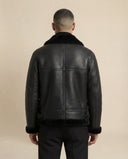 Man wearing the VAËL Tavrōk shearling flight jacket