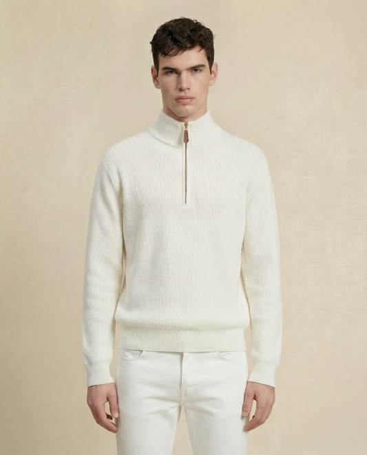 Caël | Ribbed Half-Zip Wool Sweater