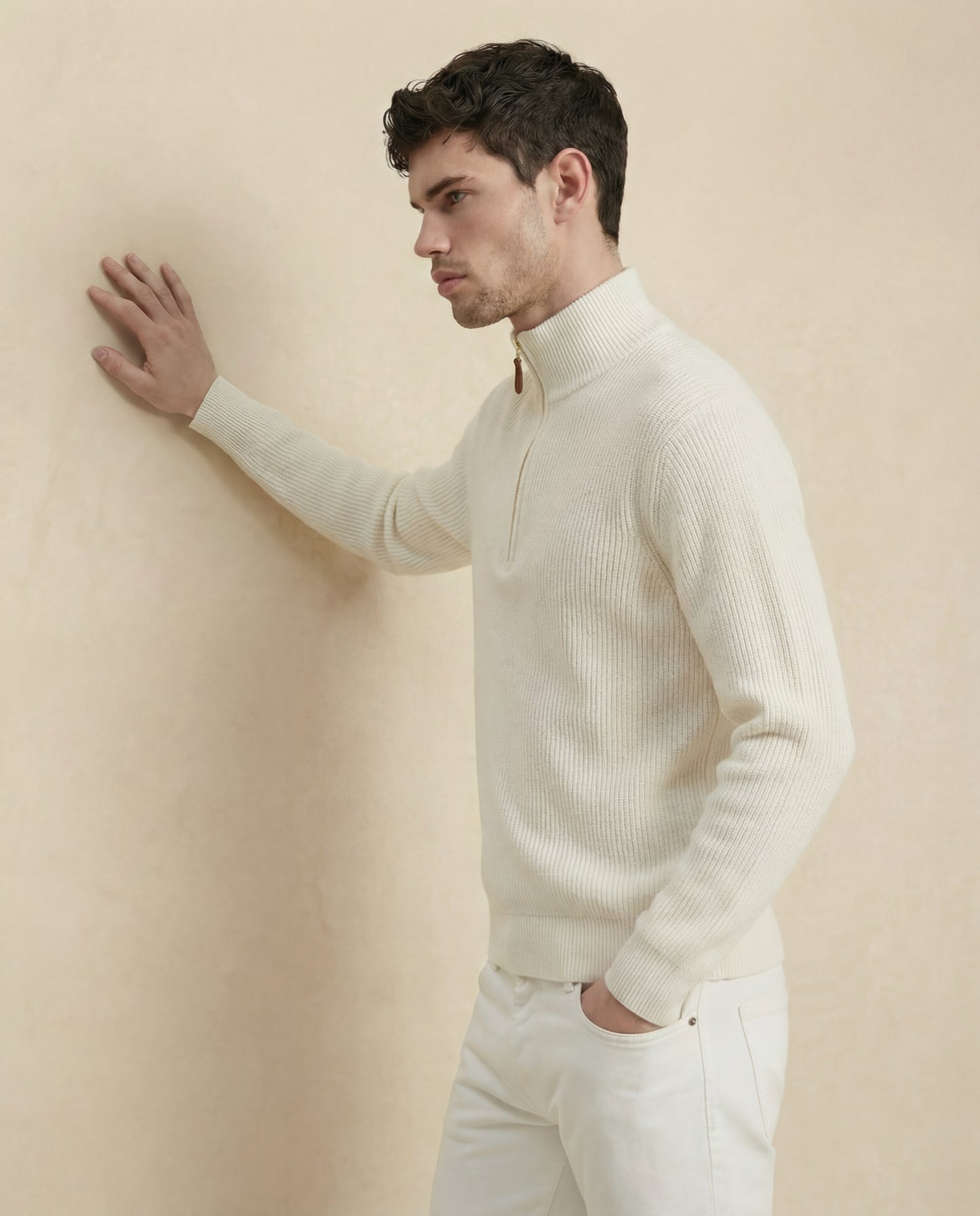 Caël | Ribbed Half-Zip Wool Sweater