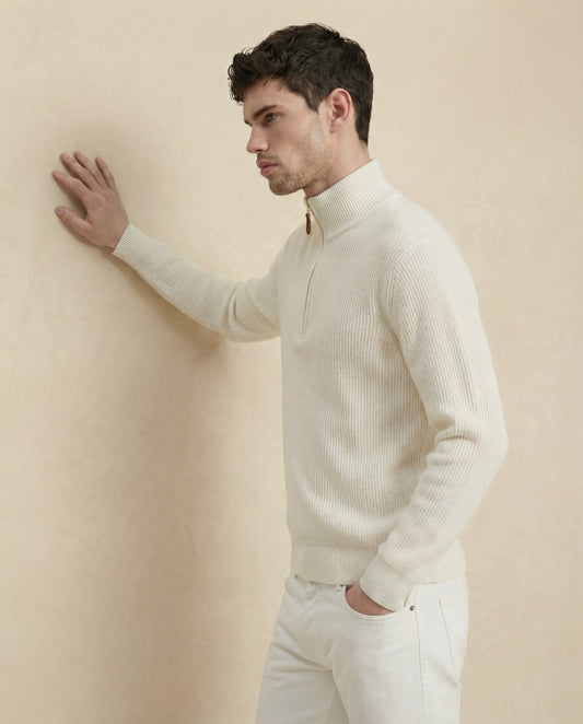 Caël | Ribbed Half-Zip Wool Sweater