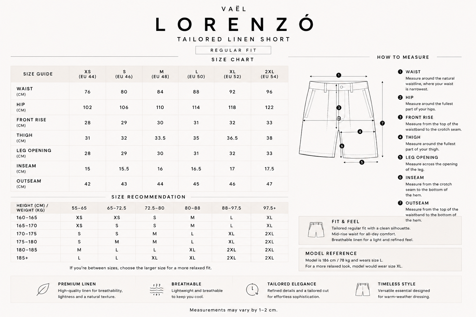 Size guide for 