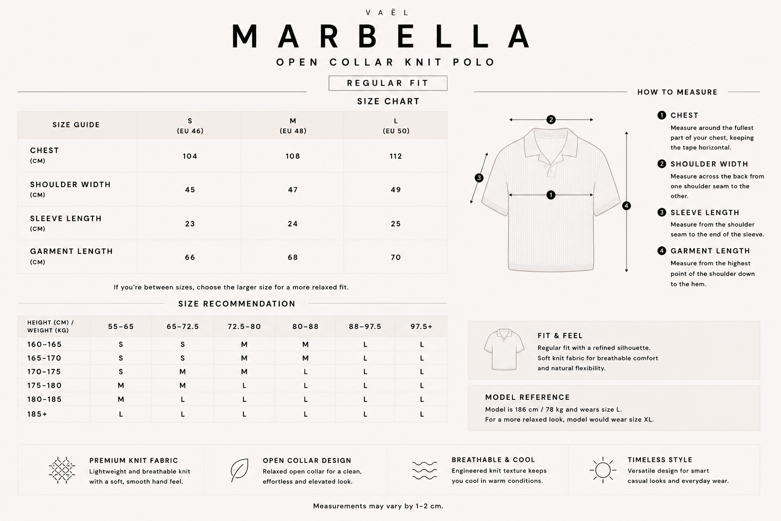 Size guide for 