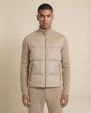 Man wearing the VAËL Auvēn quilted cashmere zip blouson