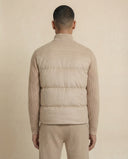 Man wearing the VAËL Auvēn quilted cashmere zip blouson