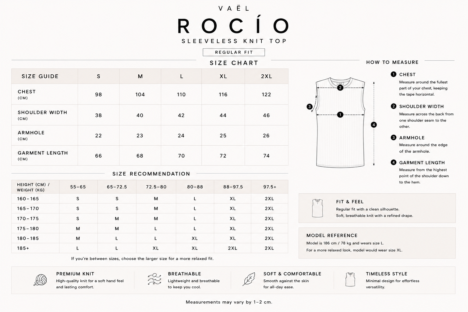 Size guide for 