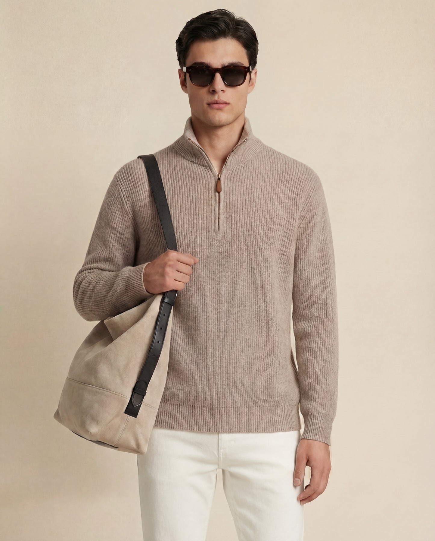 Caël | Ribbed Half-Zip Wool Sweater