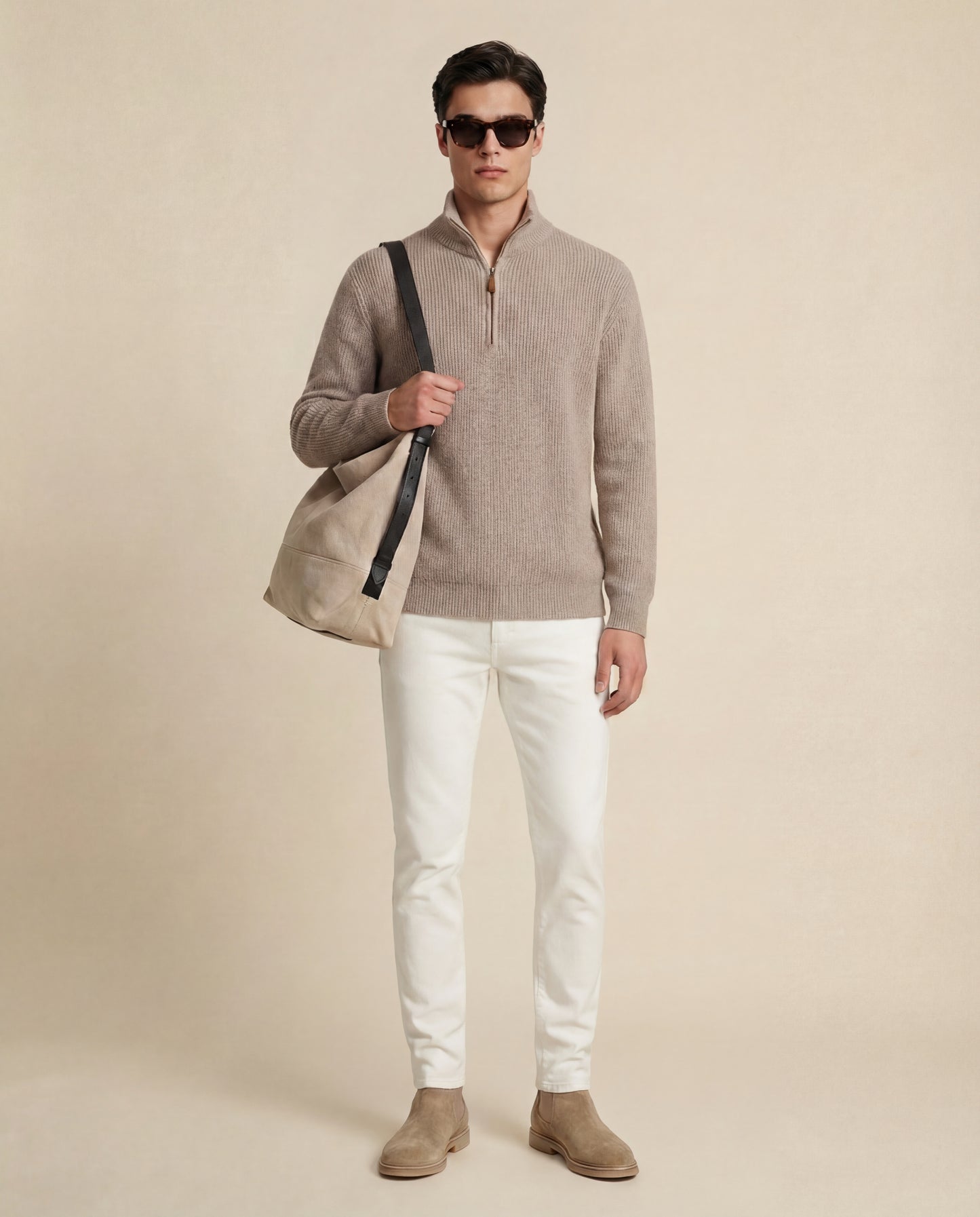 Caël | Ribbed Half-Zip Wool Sweater
