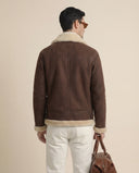 Man wearing the VAËL Tavrōk shearling flight jacket
