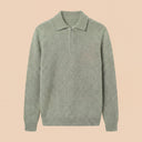 Man wearing the VAËL Solēn fine wool half-zip polo sweater