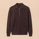 Man wearing the VAËL Solēn fine wool half-zip polo sweater