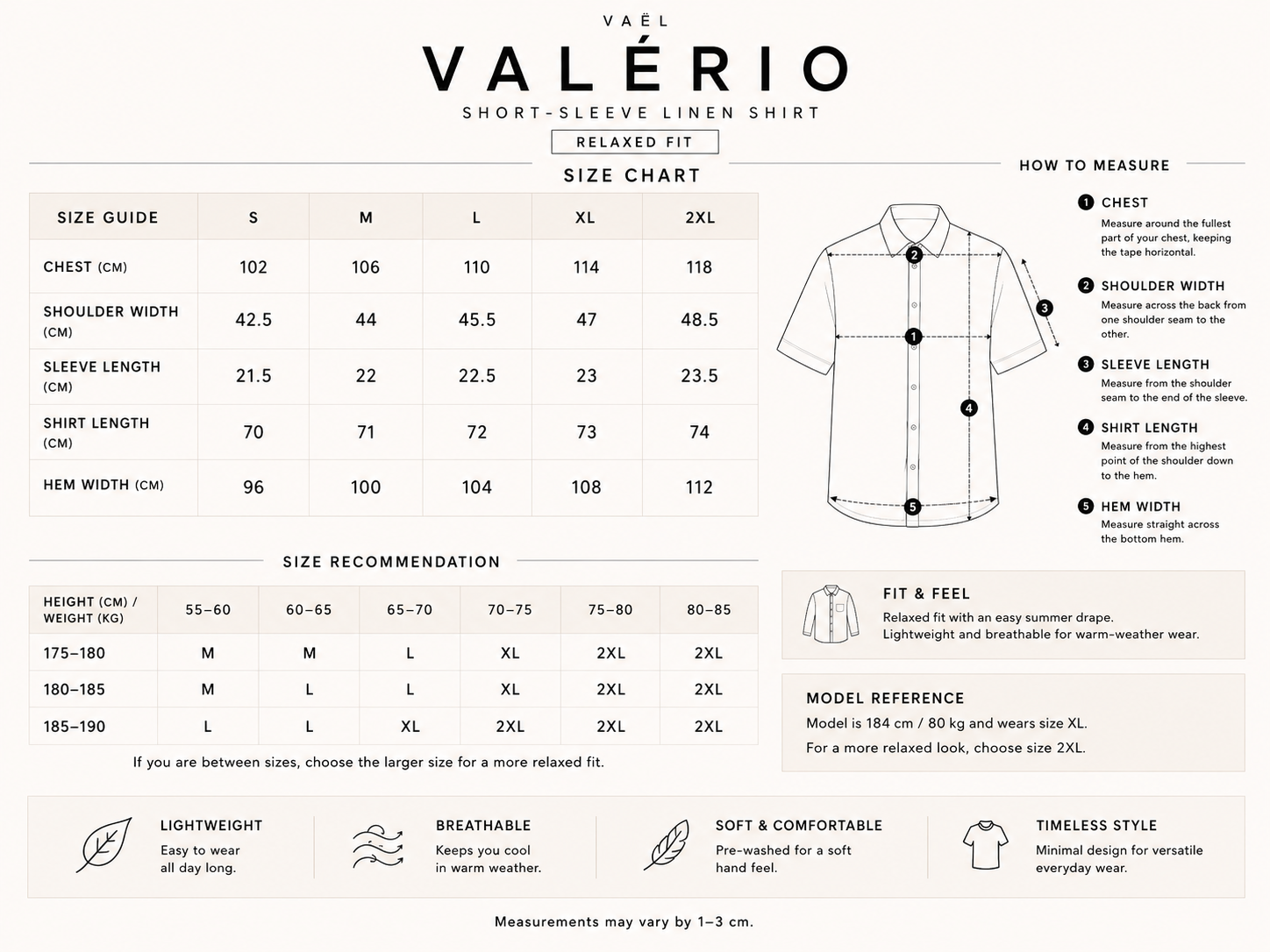 Size guide for 