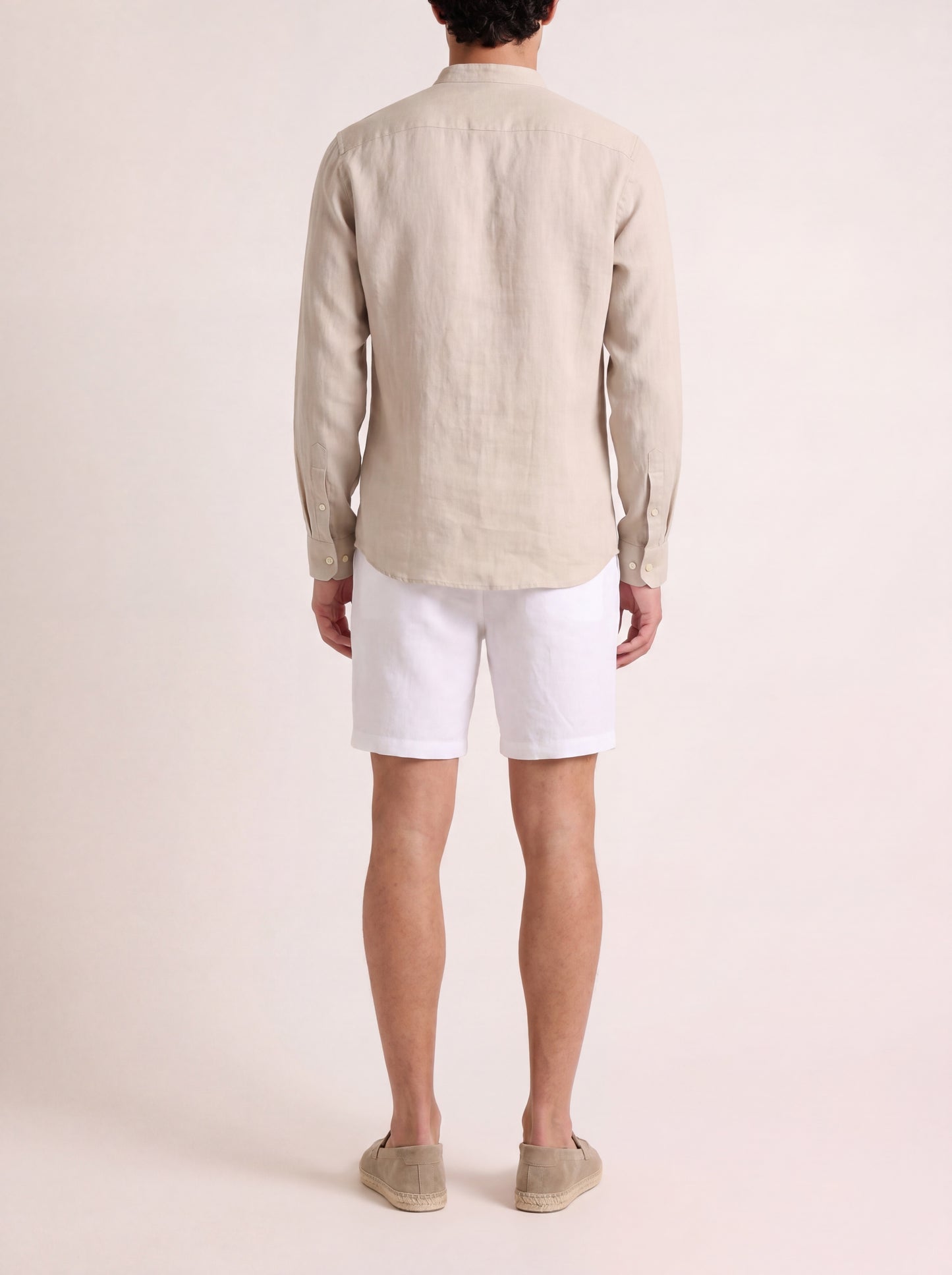 Tibério Band Collar Linen Shirt