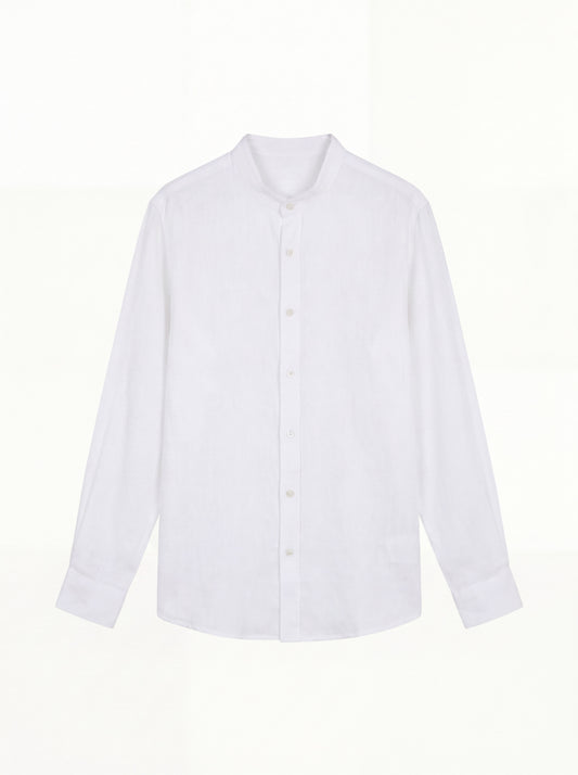 Tibério Band Collar Linen Shirt