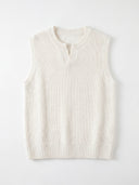 Model wearing the VAËL Rocío sleeveless knit top in white