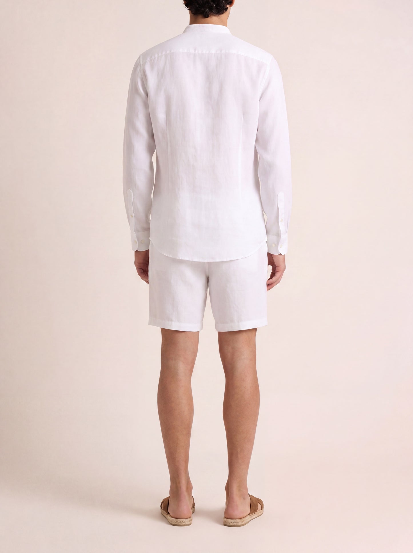 Tibério Band Collar Linen Shirt
