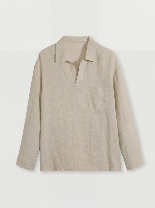 Solano Open Collar Linen Shirt