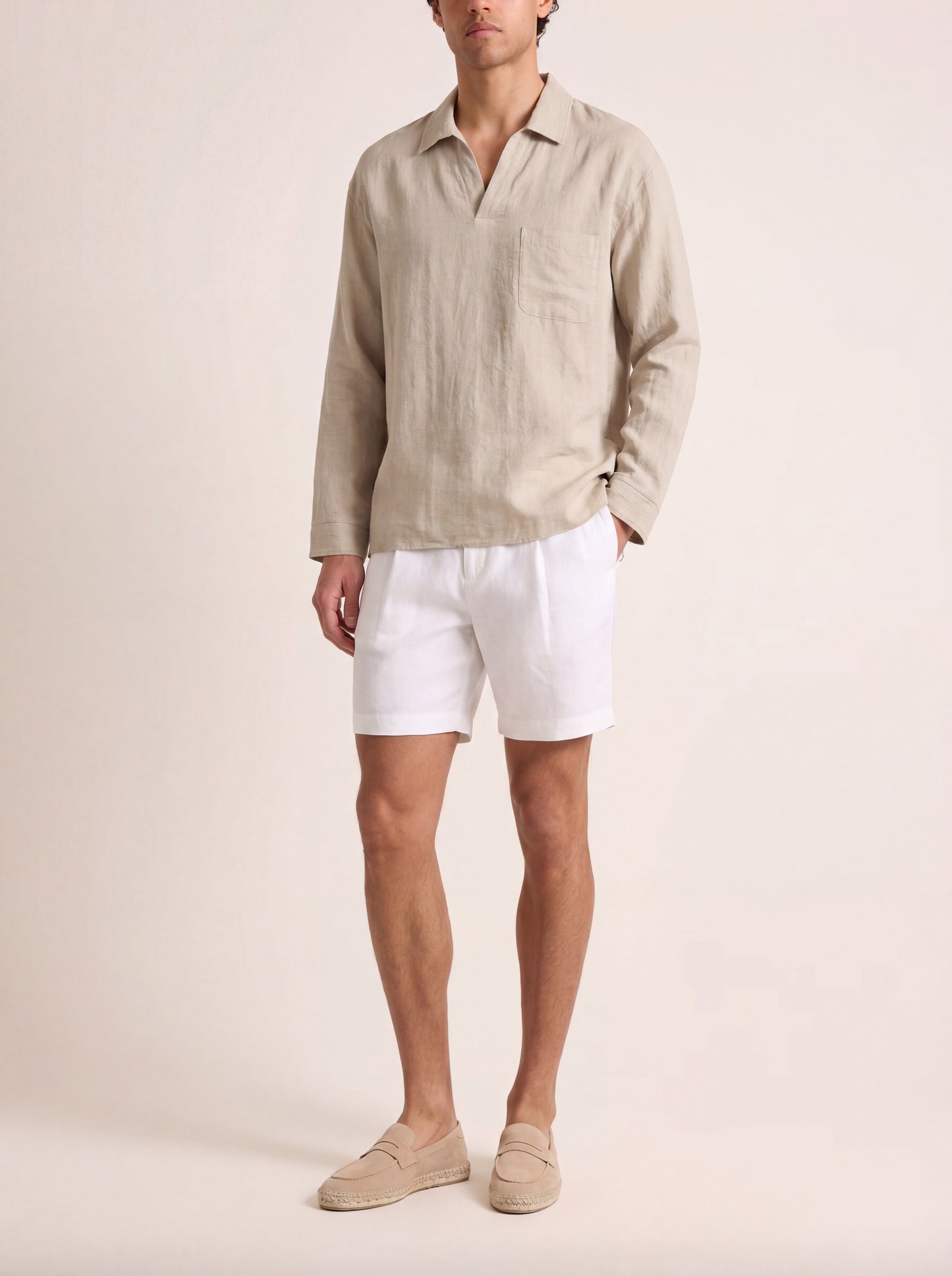 Solano Open Collar Linen Shirt