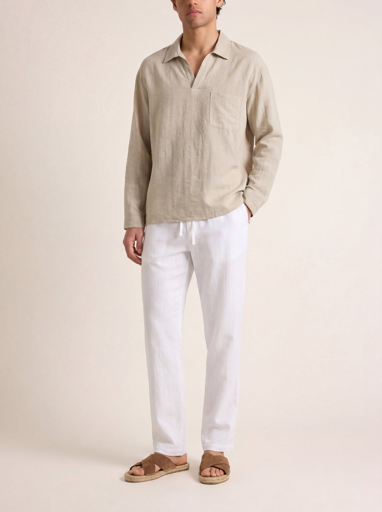 Solano Open Collar Linen Shirt