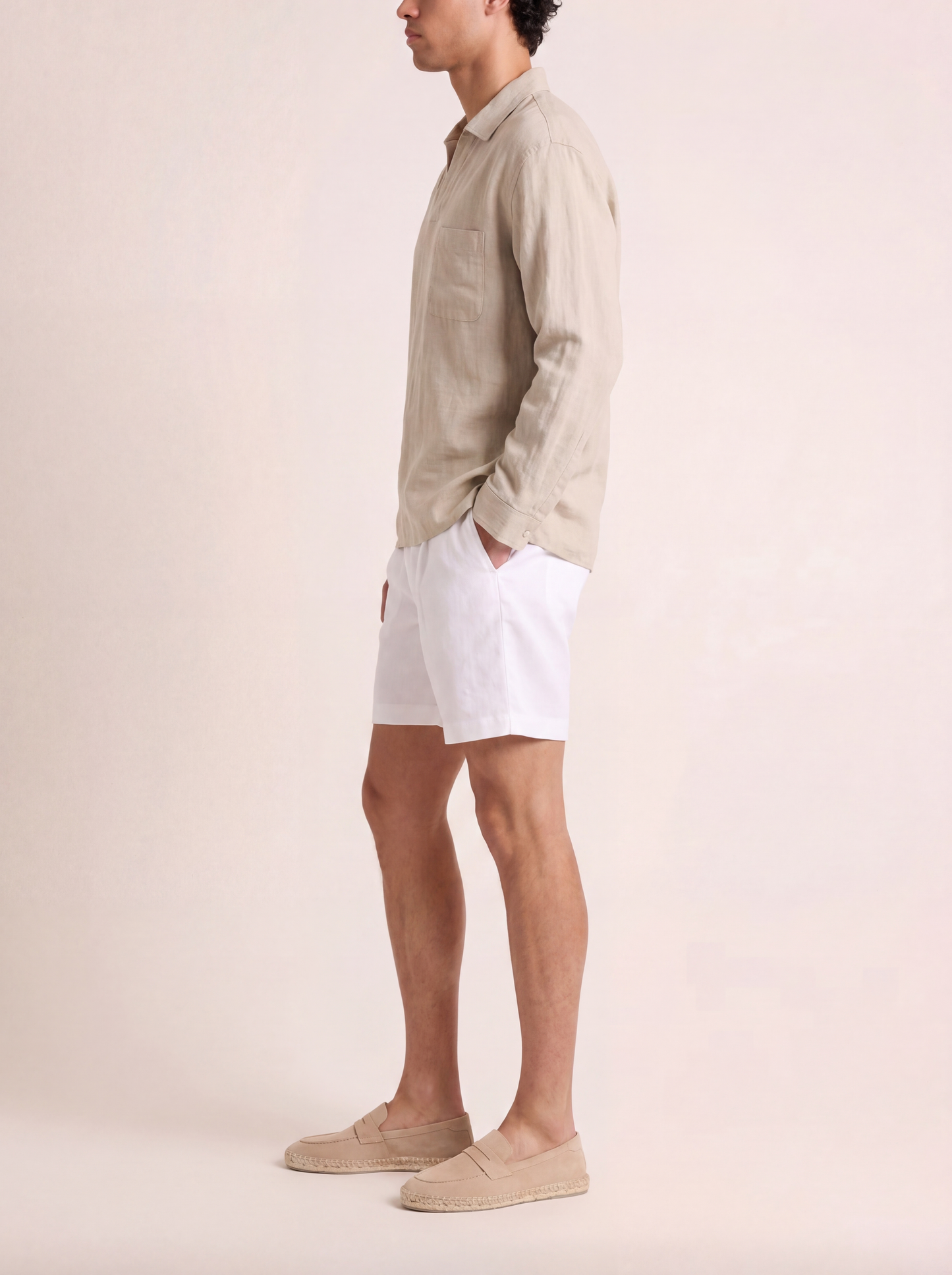 Solano Open Collar Linen Shirt