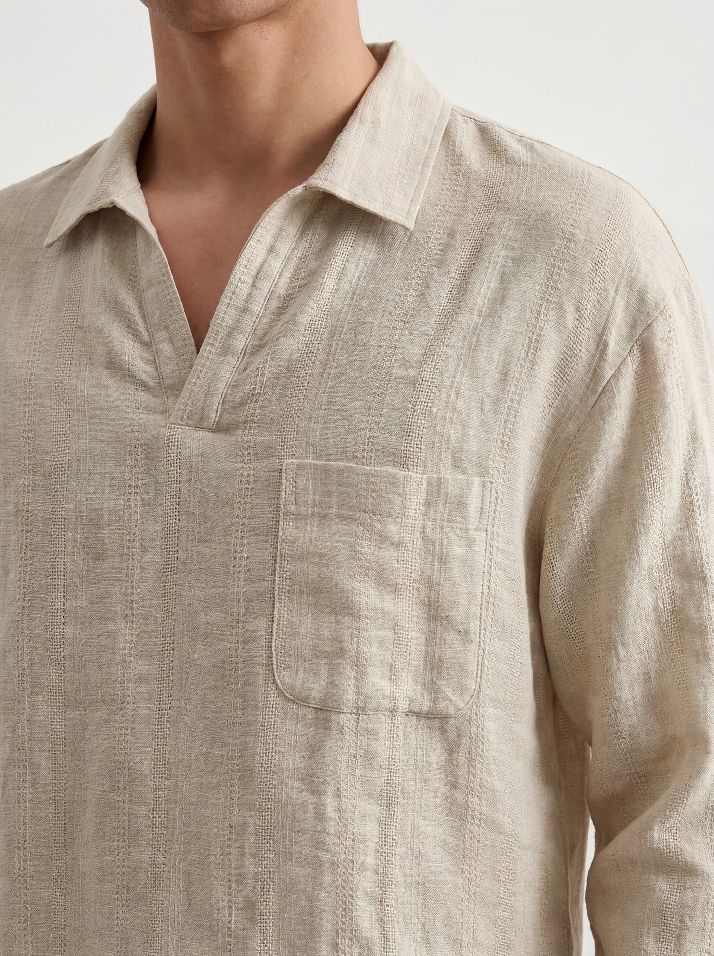 Solano Open Collar Linen Shirt