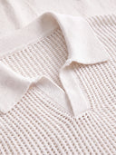 Man wearing the VAËL Sorélo open-knit polo in ivory