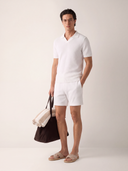 White Cotton Moss Stitch Shorts
