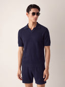 Navy Cotton Moss Stitch Shorts