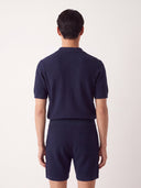 Navy Cotton Moss Stitch Shorts