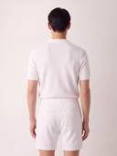 White Cotton Moss Stitch Polo Shirt