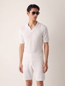 White Cotton Moss Stitch Shorts