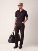 Black Open Knit Polo Shirt