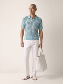 Laguna Blue Open Knit Polo Shirt