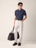 Indaco Blue Herringbone Knit Polo Shirt