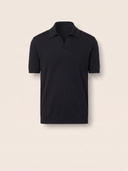 Black Cotton Pique Polo Shirt