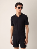 Black Cotton Moss Stitch Shorts