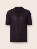 Black Open Knit Polo Shirt