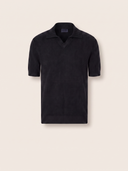Black Cotton Moss Stitch Polo Shirt