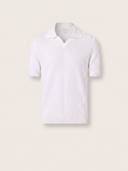 White Cotton Moss Stitch Polo Shirt