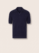 Navy Cotton Moss Stitch Polo Shirt