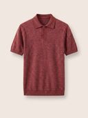 Mattone Red Herringbone Knit Polo Shirt