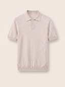 Avena Beige Herringbone Knit Polo Shirt