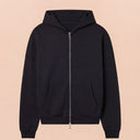 Man wearing the VAËL ORÉN full-zip hooded sweatshirt